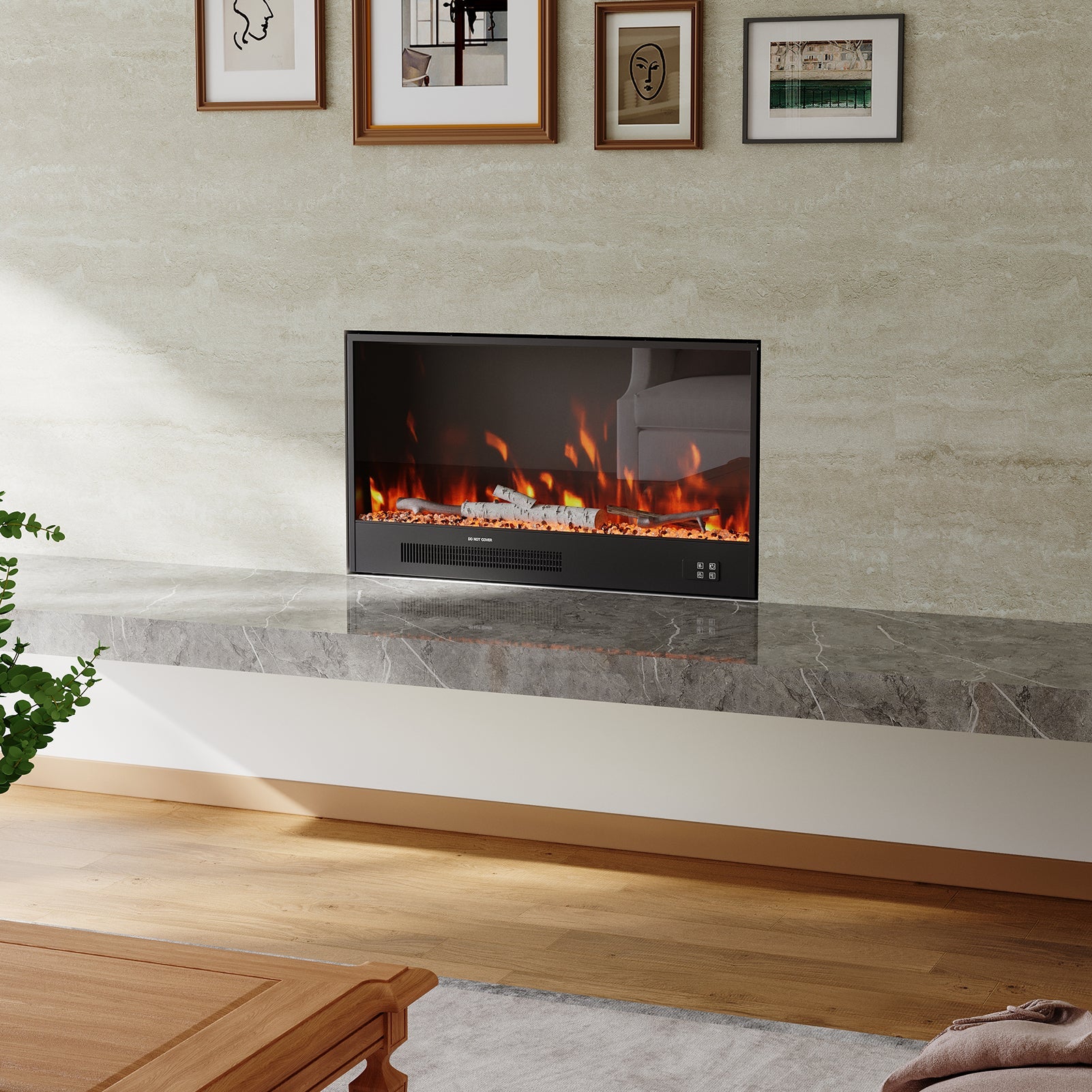 Recessed & Wall Mounted Electric Fireplace – 12 Flame Colours, App & Remote Control (33/46/58 Inch)