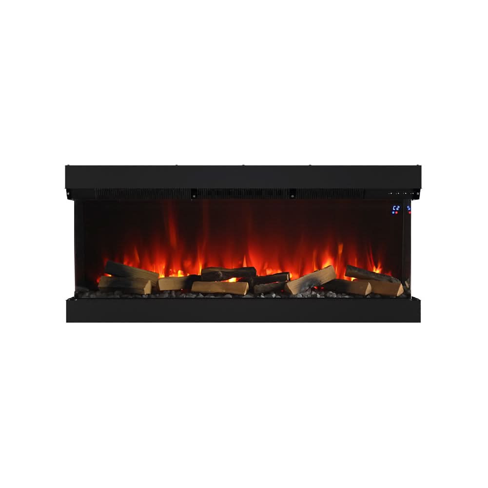 3-Sided Smart Electric Fireplace – WiFi & Remote Control, 12 Flame Colours with Gradient Effects (50/60 Inch)