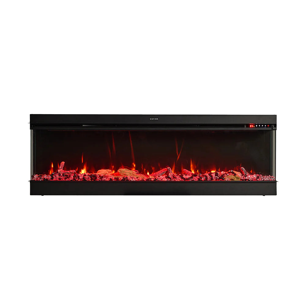 3-Sided Panoramic Electric Fireplace – WiFi App Control, Crackling Sound & 12 Flame Colours (50/60/70 Inch)