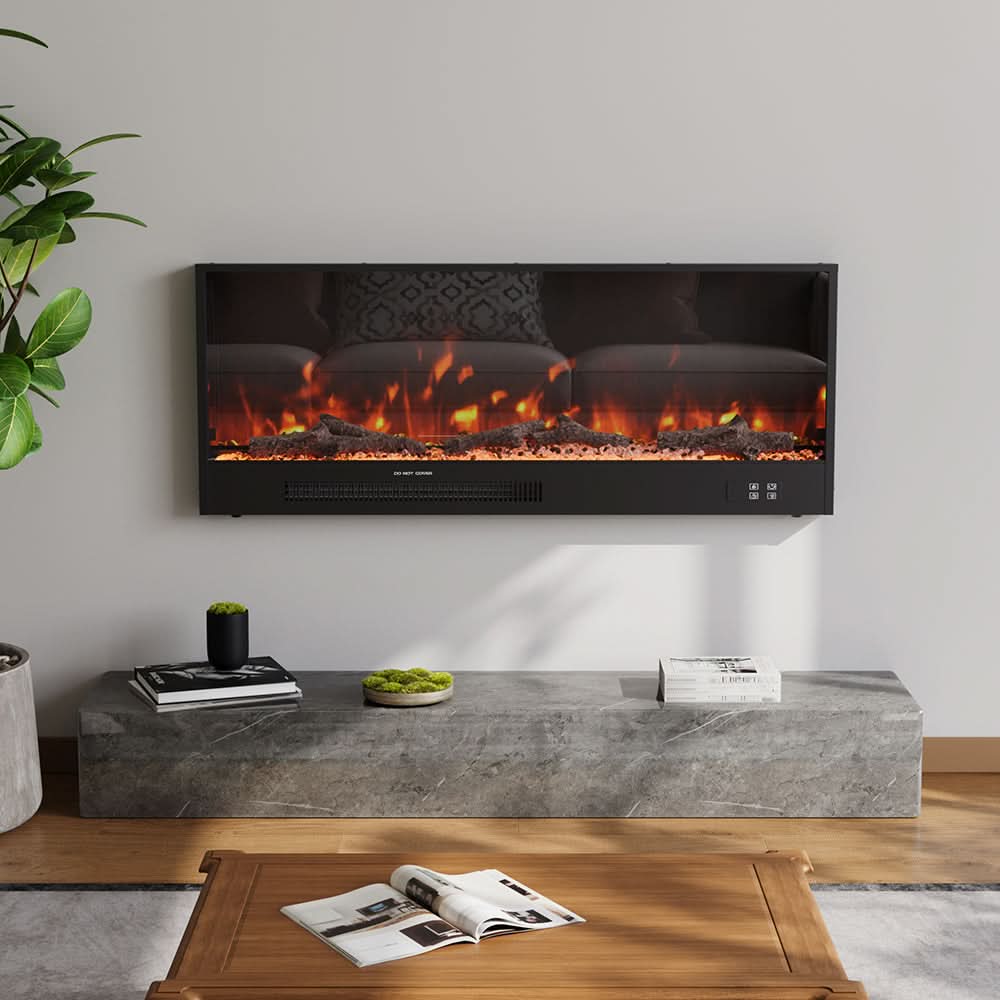 Recessed & Wall Mounted Electric Fireplace – 12 Flame Colours, App & Remote Control (33/46/58 Inch)