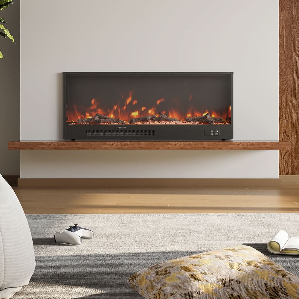 Recessed & Wall Mounted Electric Fireplace – 12 Flame Colours, App & Remote Control (33/46/58 Inch)