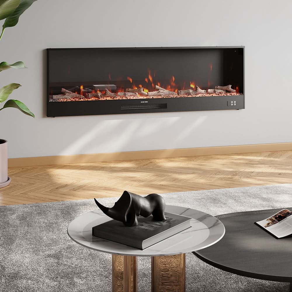 Recessed & Wall Mounted Electric Fireplace – 12 Flame Colours, App & Remote Control (33/46/58 Inch)