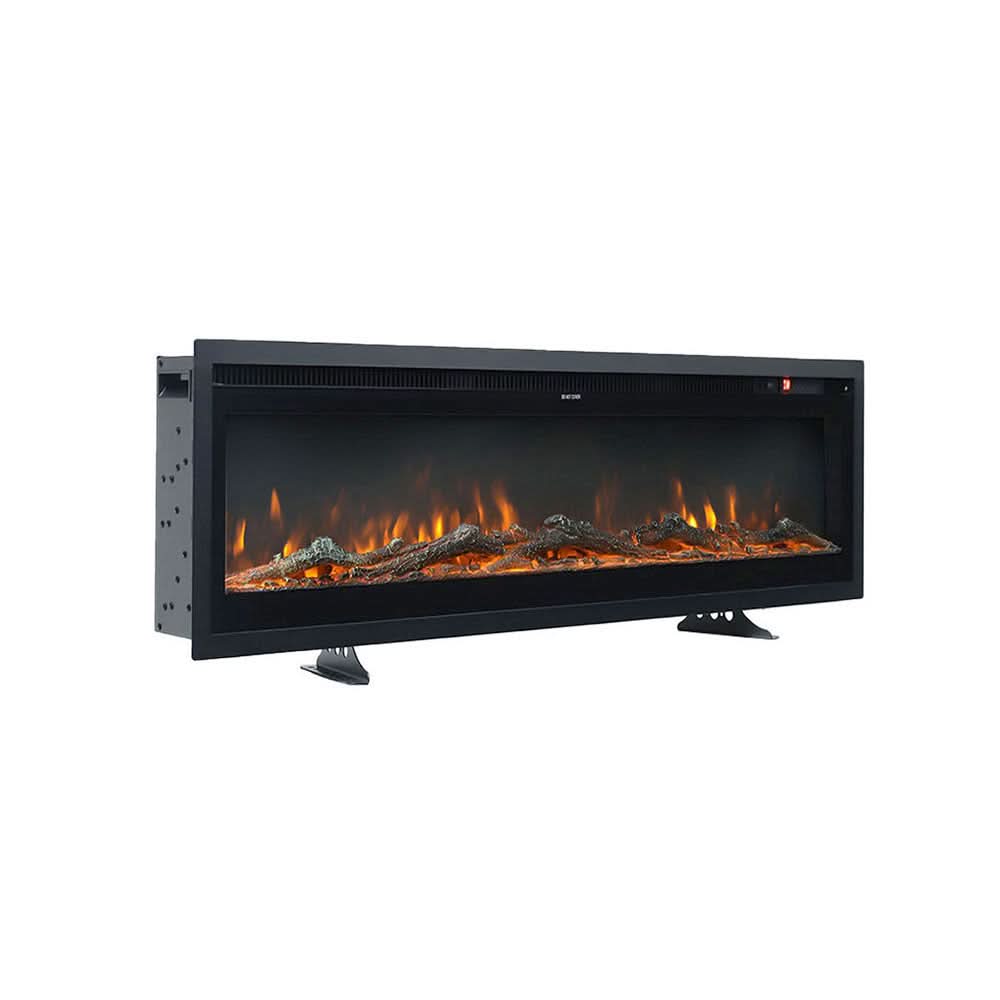 Recessed & Wall Mounted LED Electric Fireplace – 12 Flame Colours, Thermostat & Remote (40/50/60 Inch)