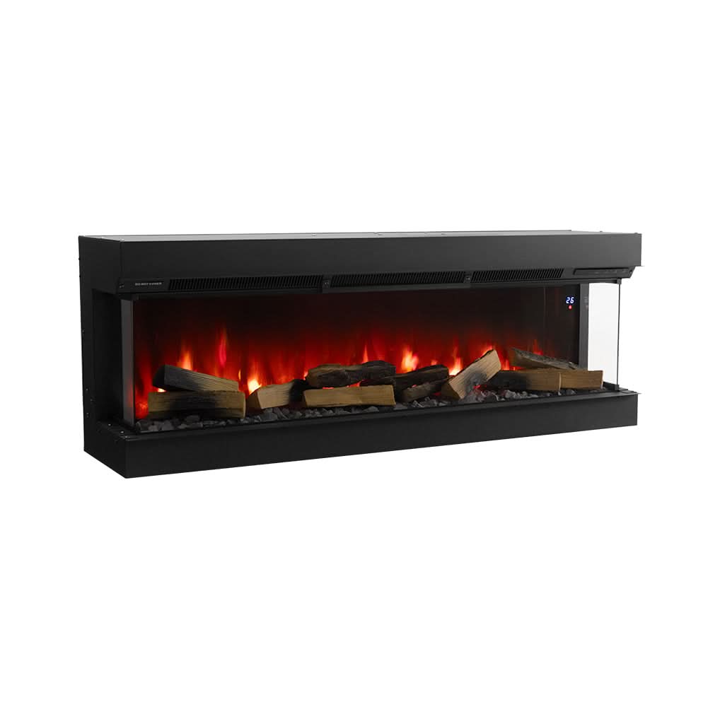 3-Sided Smart Electric Fireplace – WiFi & Remote Control, 12 Flame Colours with Gradient Effects (50/60 Inch)