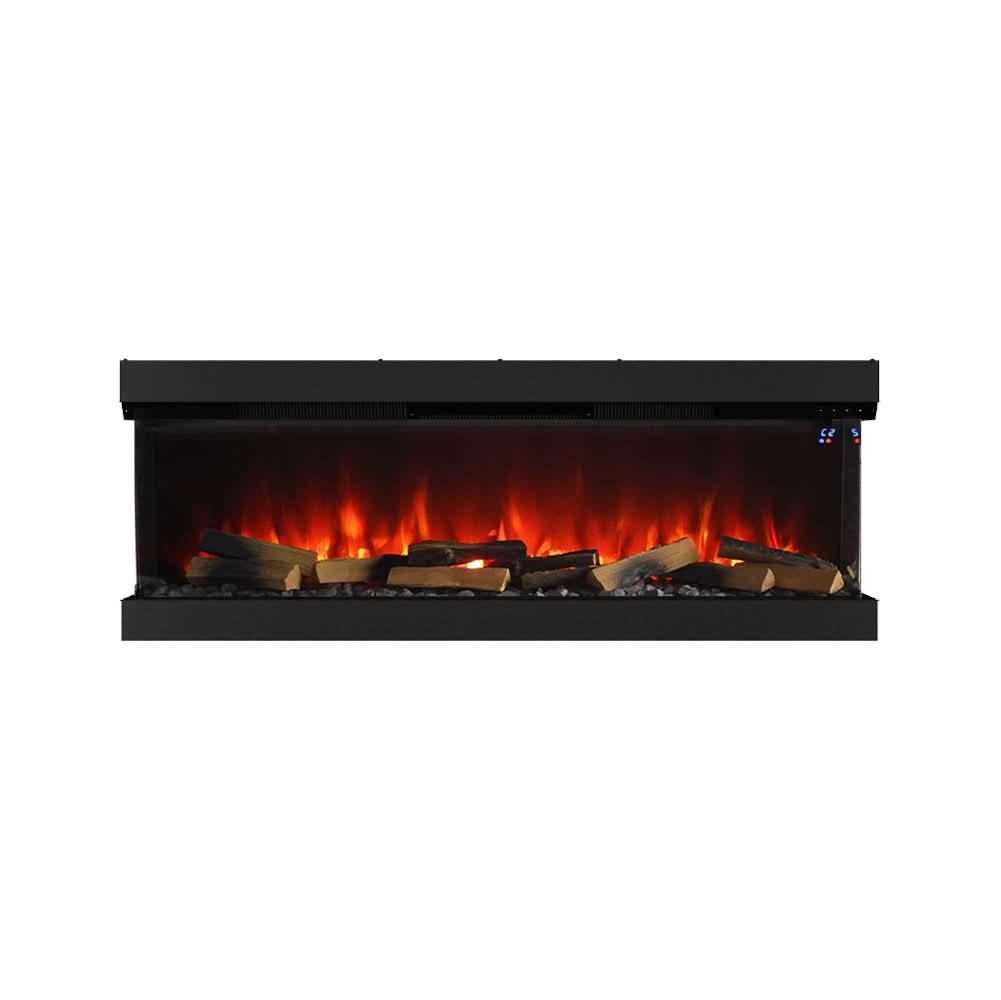 3-Sided Smart Electric Fireplace – WiFi & Remote Control, 12 Flame Colours with Gradient Effects (50/60 Inch)