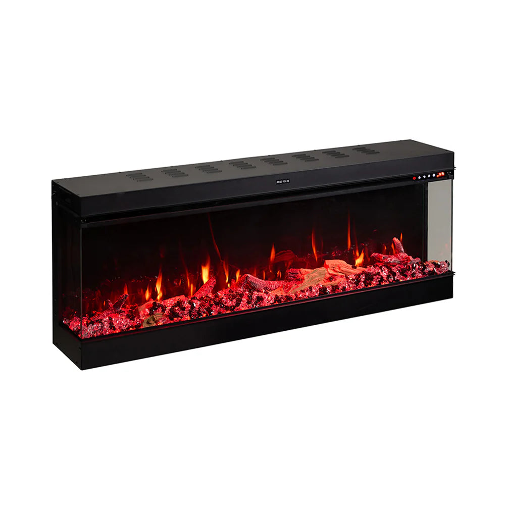 3-Sided Panoramic Electric Fireplace – WiFi App Control, Crackling Sound & 12 Flame Colours (50/60/70 Inch)