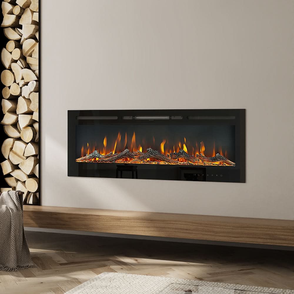 Recessed & Wall Mounted Electric Fireplace – 12 Flame Colours, 5120 BTU/h & Remote Control (40/50/60/70/80 Inch)