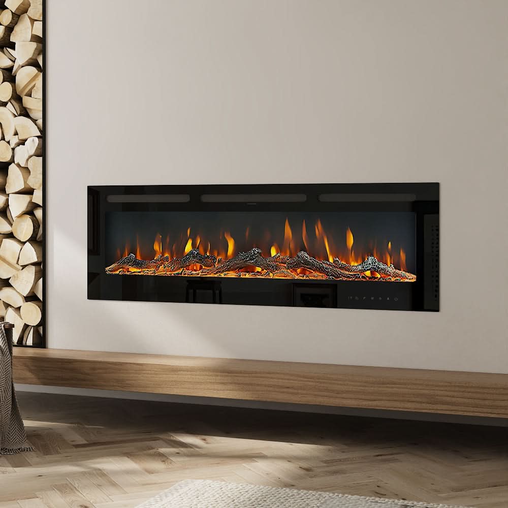 Recessed & Wall Mounted Electric Fireplace – 12 Flame Colours, 5120 BTU/h & Remote Control (40/50/60/70/80 Inch)
