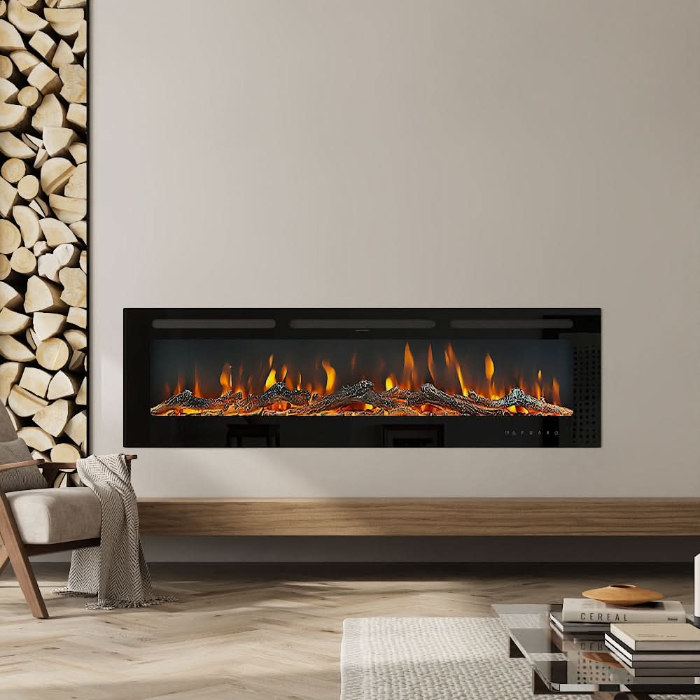 Recessed & Wall Mounted Electric Fireplace – 12 Flame Colours, 5120 BTU/h & Remote Control (40/50/60/70/80 Inch)