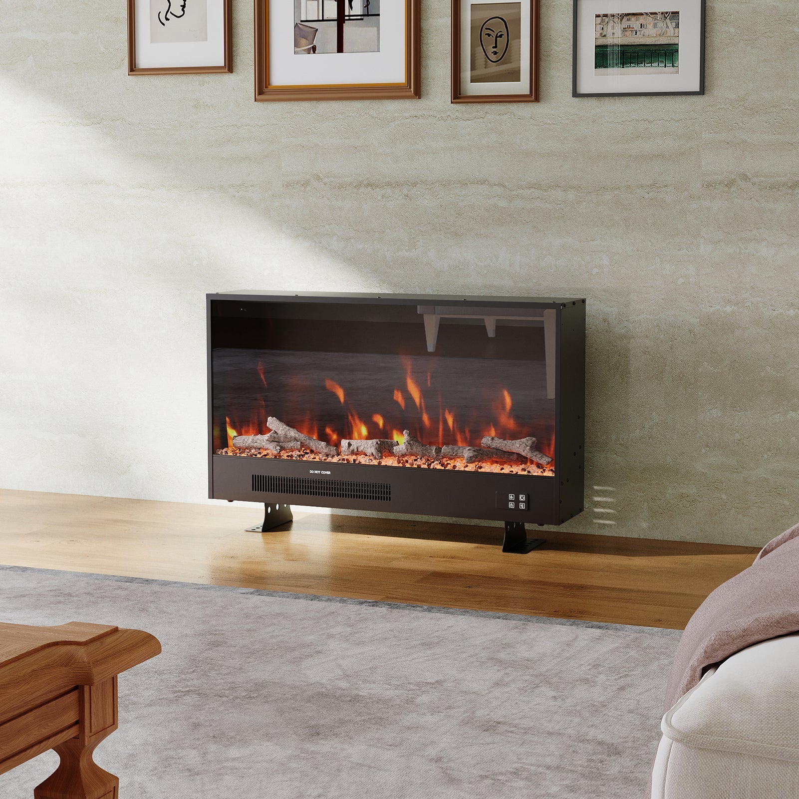 Recessed & Wall Mounted Electric Fireplace – 12 Flame Colours, App & Remote Control (33/46/58 Inch)